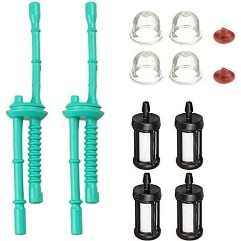 Tuyau D'Alimentation Carburant - Filtre À Carburant Et Bouton D'Amorçage Inclus - Compatible Avec Trimmer Débroussailleuse Taille-Haie Tronçonneuse Sur Perche Moteur Combi (1/5)
