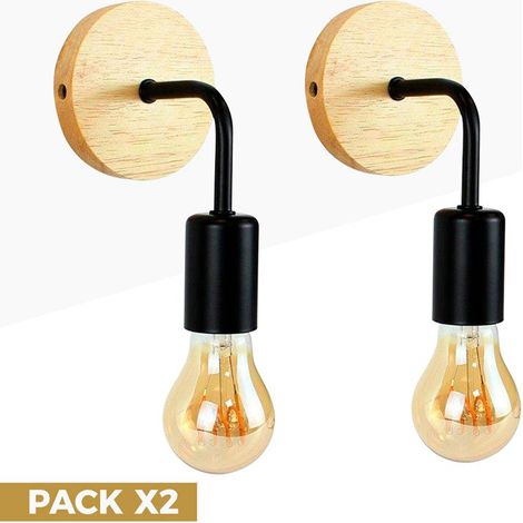 Pack De 2 Apliques De Pared En Madera Con Flexo De Metal (1/5)