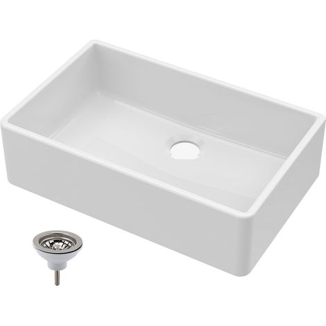 795mm - Single Bowl Fireclay Butler Kitchen Sink  -  Chrome Waste (1/5)