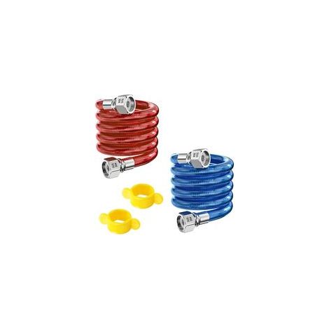 （30CM）2 Pièces Tuyaux D'entrée Flexibles en Acier Inoxydable 304, G1/2" Connecteurs de tuyau pour ChauffeEau Eau Chaude et Froide (1/5)