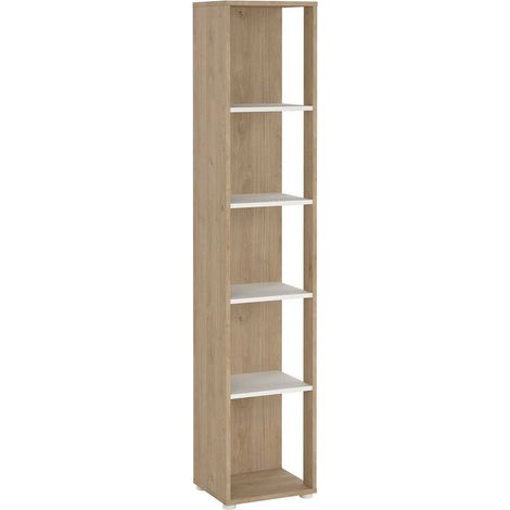 Dmora - Libreria Marguerite, Scaffale da ufficio, Mobile portalibri, Biblioteca, 41x34 h205 cm, Rovere e Bianco (1/5)