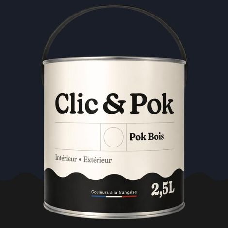 Peinture Bois Extérieur – POK BOIS - 2,5L - RAL 5004 - Bleu noir- Résistante aux intempéries - Ne s'écaille pas