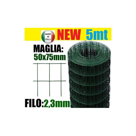 5mt- ROTOLO RETE METALLICA ZINCATA PLASTIFICATA ELETTROSALDATA- MAGLIA: mm50x75 - H 200 cm (1/2)