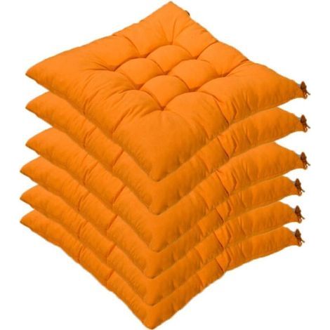 Crea – Lot de 6 coussins de chaise carrés 40 x 40 cm – Remplissage 100 % polyester – Couverture 45 % polyester et 55 % coton – Lavable à 30 °C (1/5)