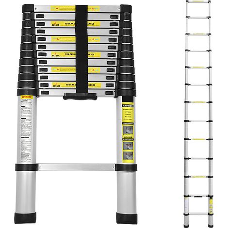 SWANEW Scala telescopica 3.8M Scala multifunzionale in alluminio Scala semplice Scala polivalente Scala estensibile Scalable in alta qualità 150KG (1/5)