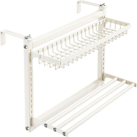 Sèche-Linge radiateur 60 cm sans perçage Acier au Carbone Double Couche Étendoir à linge d'intérieur pour Maison Cuisine Appartement Salle de bain Serviettes Vêtements Poupées Chaussettes Gants (1/5)
