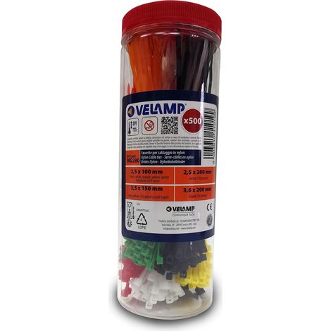 Serre-câbles de couleur en nylon, différentes tailles - 500 pièces assorties (1/5)