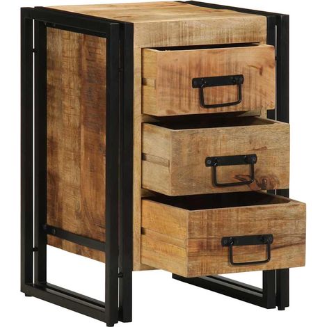Armario de Noche Marrón 40 x 35 x 50 cm madera maciza de mango vidaXL (1/5)