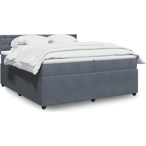 Boxspringbett mit Matratze Dunkelgrau 200x200 cm Samt (1/5)