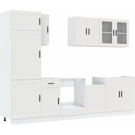 vidaXL Set Mobili da Cucina 8 pz Porto Bianco Legno Multistrato (1/5)