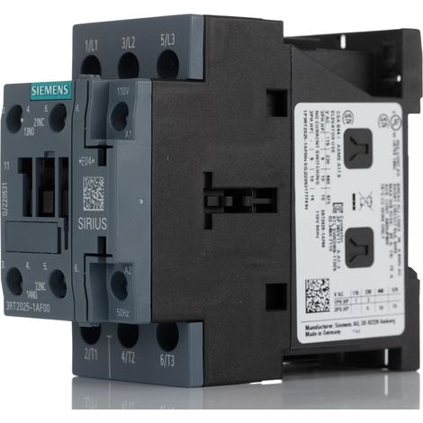 Contacteur Siemens série 3RT2, 3 pôles , 3NO, 16 A, 110 V c.a., 7,5 kW ( Prix pour 1 )