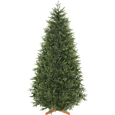 Sapin de Noël artificiel réaliste de 180 cm, 732 branches en polyéthylène ignifugé, base en bois pliable, vert (1/5)