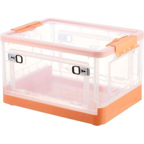 Bacs de rangement 28L avec couvercles - Conteneurs pour organiser, boîte de rangement avec porte (orange) - RWBac de rangement (1/5)
