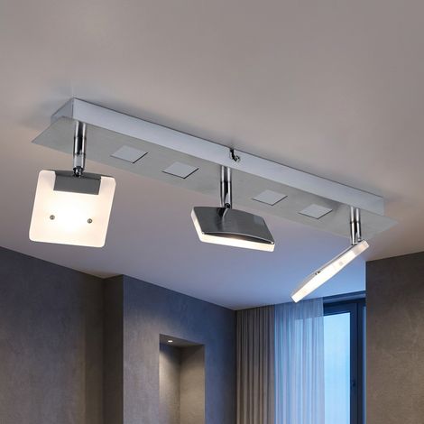 Plafoniera LED Lampada da soffitto Lampada da soggiorno Alluminio nichel mobile L 45 cm