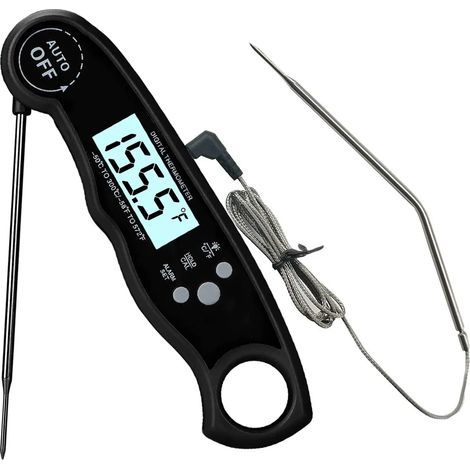 2-in-1 Fleischthermometer, Sofortanzeige, digitales Lebensmittelthermometer mit Alarm und Hintergrundbeleuchtung zum Backen, Grillen, Räuchern, Braten, Kochen und Kochen (1/5)