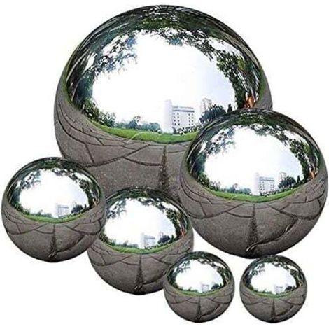 pair En Acier Inoxydable Poli Miroir 50 à 150 mm Boule réfléchissante Flottante pour décoration de Jardin 6 PCS