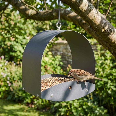 vidaXL Mangeoire à oiseaux suspendue Acier Anthracite (1/5)