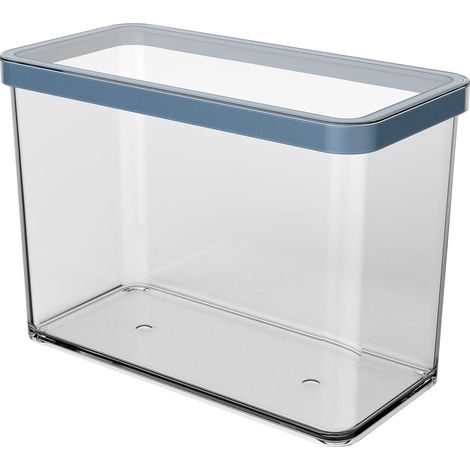 Rotho Loft - Barattolo rettangolare da 2,1 l, con coperchio e guarnizione, in plastica alimentare (PP), senza BPA, trasparente/blu, 2,1 l (20,0 x 10,0 x 14,2 cm) (1/2)