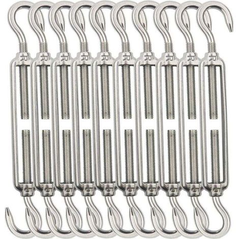 Câble de tension UlisemCable, tendeur de câble M5, crochets et tendeurs de câble, tendeur de câble en acier inoxydable 304, utilisé pour suspendre un câble de garde-corps à une corde à linge - 10 pièc