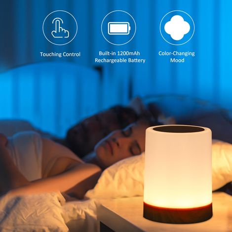 Lampe de Bureau LED Rechargeable avec Controle Tactile - Warm White + RGB, Dimmable, Anti-Scintillement, ABS/PC, 120x90mm (1/4)