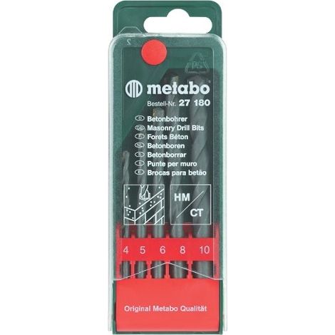 Juego brocas metabo hormigón 5 piezas negro acero