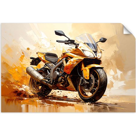 Selbstklebendes Poster – Wandsticker Sport Motorradfahrer 60x40 cm