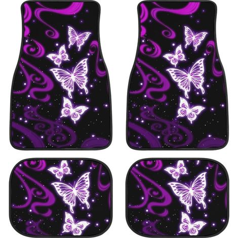 Juego de alfombrillas de mariposa para coche (4 piezas), universales para asientos delanteros y traseros, alfombrillas decorativas, accesorio para coche (1/4)