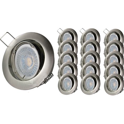 Lot de 15 Spot encastrable alu brossé orientable led 230v 7w blanc neutre 38° (1/4)