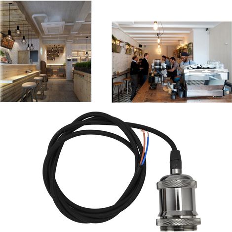 Kit de suspension vintage 1,5m avec douille noire et cordon à brancher pour luminaires DIY
