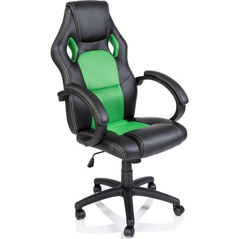 TRESKO® Racing Chefsessel Bürostuhl Drehstuhl Sportsitz Bürosessel Schreibtischstuhl schwarz/grün