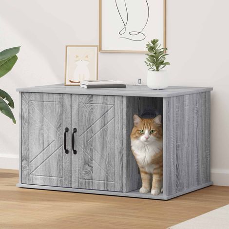 vidaXL Maison pour chat Gris Sonoma 85 x 55 x 50 cm Bois d'ingénierie