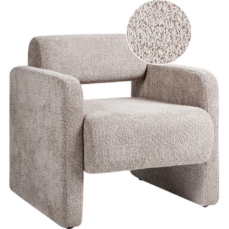 Sillón de bouclé decorativo de estilo retro para sala de estar beige Hallsberg (1/5)