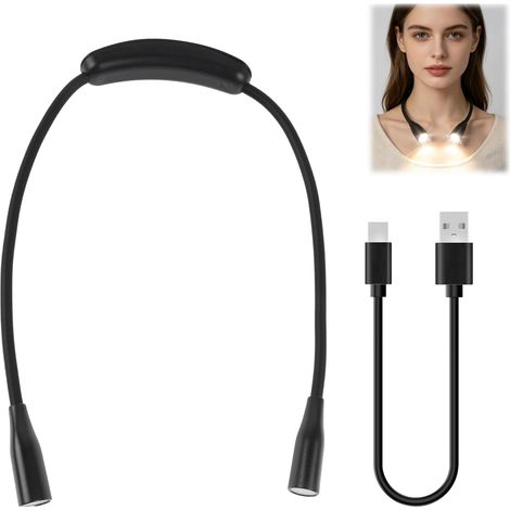 Rechargeable Neck Reading Light with 3 Color Temperatures (3000K-6000K), Stepless Dimming, Eye Protection, Ergonomic Comfort, Flexible Arm, Ideal for Reading, Working, Camping (1/5)