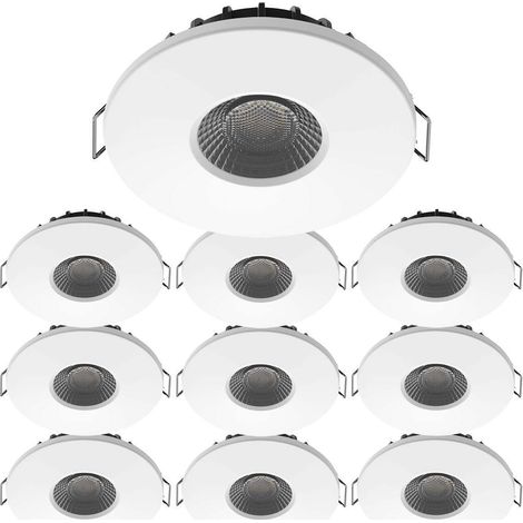 Arum Lighting – Lot de 10 spots encastrables LED 8W – CCT 2700K/3000K/4000K – IP65 IK07 – Transformateur dimmable – Pour salle de bain et espaces humides