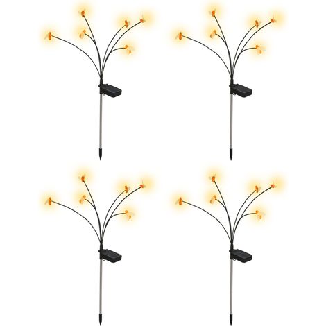 Lot 4 lampes solaires prise terre – 6 têtes lumière chaude – abeille – décorative – flottante – extérieur