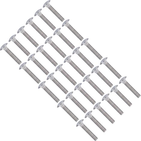 Boulons à tête bombée M10x50, 30 pièces, acier inoxydable A2-70, collet carré, vis à tête ronde pour machines et équipements industriels. (1/5)
