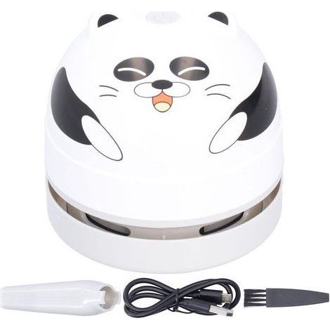 Aspirateur de Bureau de Conception Animale Mignon, Mini Balayeuse de Poussière de Table de Charge USB avec Clavier de Conception Rotatif à 360 ° sans Fil pour Bureau à Domicile(Panda) (1/5)