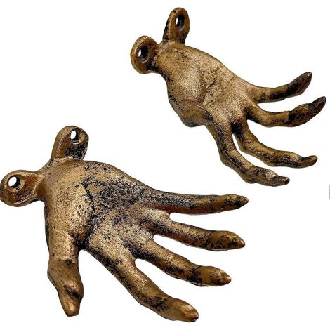 Gruseliger Wandhaken mit Handmotiv, Metall im Used-Look, gotische Handstatue, Teelichthalter, Kerzenhalter, Schmuckhaken für Ringe, Eingangsbereich, Schlafzimmer, Innendekoration (1/4)