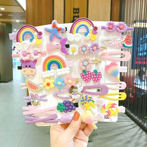 Juego de 28 pinzas para el cabello de bebé niña, accesorios coloridos y adorables Multicolor (1/5)