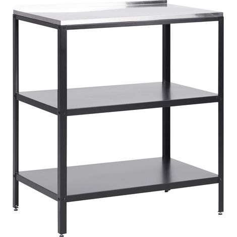 Scaffale da giardino in acciaio inox nero con ripiani 80 x 50 x 92 cm Vilama