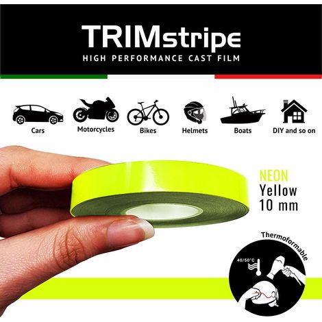 Trim Stripe Strisce Adesive per Auto, Fluo Giallo - Dimensione: 10 MM X 10 MT