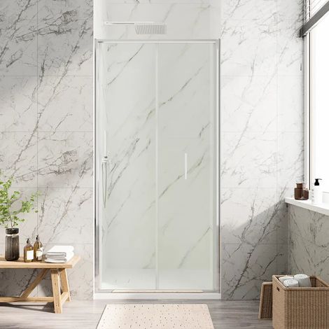 Porta doccia 90cm con apertura a libro profili slim cromati vetro 6mm anticalcare trasparente h190 Portofino (1/4)
