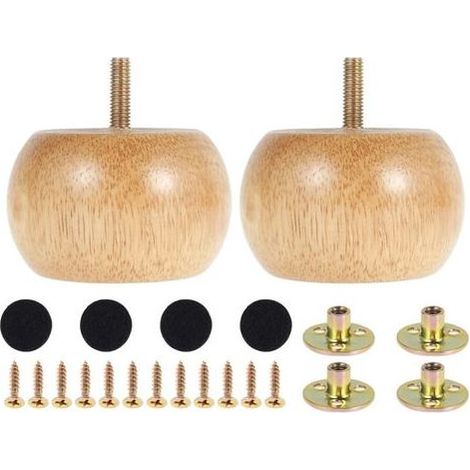 Lot de 4 pieds ronds en bois massif avec 4 vis pour meubles de bricolage, pieds de chaise, pieds de table, ensemble de remplacement pour canapé, canapé-lit (1/5)