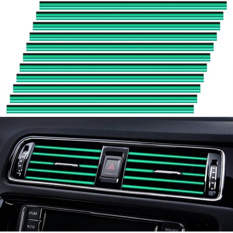 Lot de 20 bandes décoratives universelles pour grilles d'aération de climatisation automobile, étanches, flexibles et brillantes, pour tous les types de bouches d'aération, vert C (1/5)