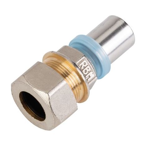RBM – Raccord PER multicouche 16 x CU16 – Fixation rapide – Filetage plomberie 1/2" – Configuration droite – Pour installations sanitaires