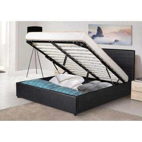 Lit Coffre Anaïs 180x200 Noir Simili cuir Espace de rangement supplémentaire (1/5)