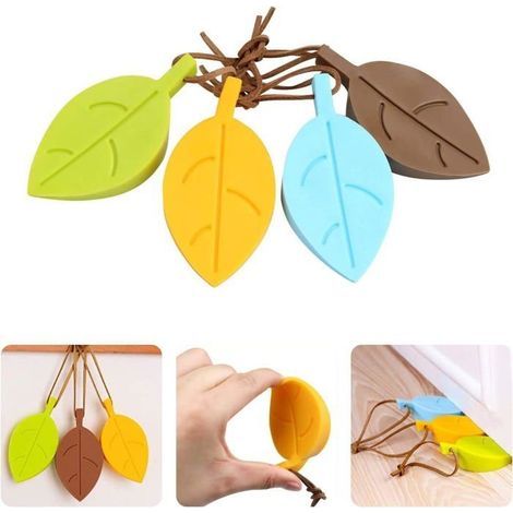 Silicone Doorstops, 4-Piece Set, Cartoon Style, Flexible, with Cord, for Home, Office, Garden (1/5)