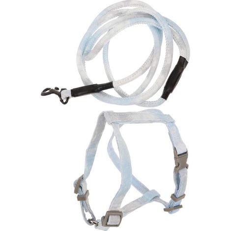Ensemble harnais et laisse pour chat avec nœud papillon compatible et réglable, bleu polyester (1/5)