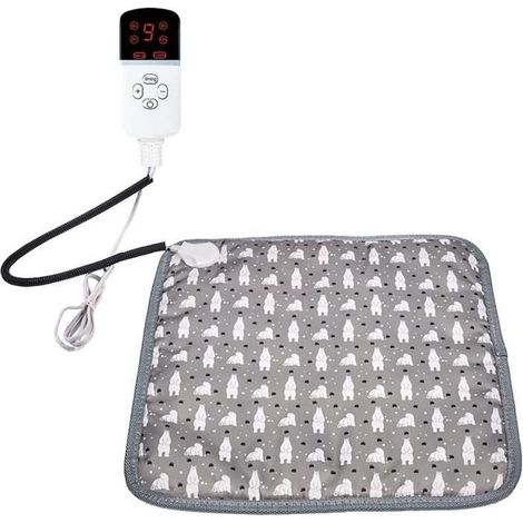Coussin chauffant électrique 45x45 cm Gris, 9 réglages de température, usage intérieur, lot de 1 pièce (1/4)
