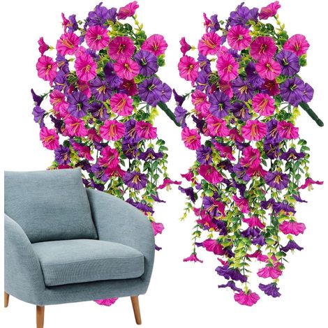 Pétunias Artificiels pour Extérieur 2 Pièces Fausses Fleurs de Jardin Pétunias Résistants aux UV Sans Décoloration Pour Porche Patio Cour Jardin Balcon Intérieur Mariage (1/5)